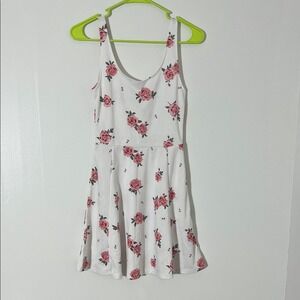 Divided H&M Rose Floral Fit Flare‎ Dress White Pink Size 4